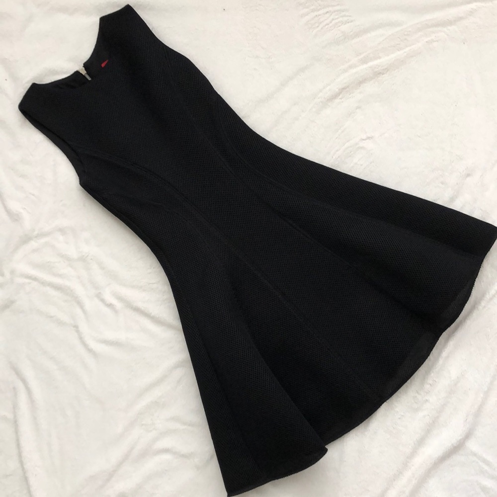 Black Red Saks Fifth Avenue mesh scuba dress